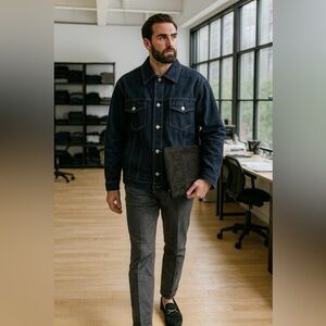 HA TbMHO Denim Jacket, silver logo buttons, chest & side pockets 💙👖NWOT